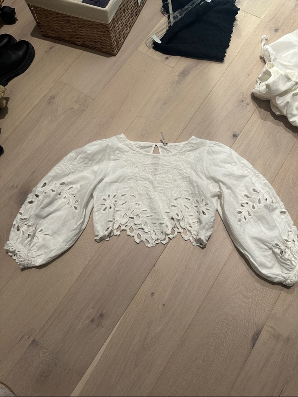 Free people cropped eyelet blouse